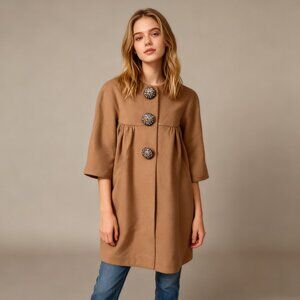 Manoush Wool Blend coat Camel Overcoat Size 36
